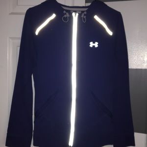 Under armour dk blue semi fitted reflective jacket